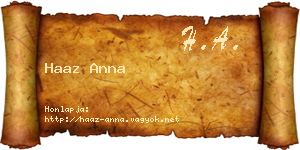 Haaz Anna névjegykártya
